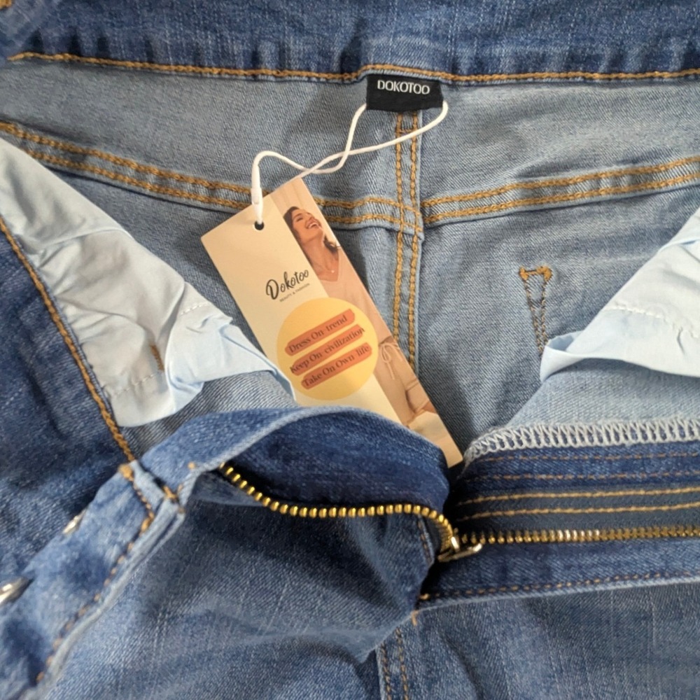 Dokotoo High Waisted Wide Leg Crop Jeans Blue Medium Wash Denim Size 8 NEW - Picture 5 of 8